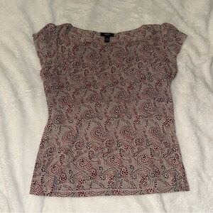 Alfani Women's Red and Black Patterned Blouse